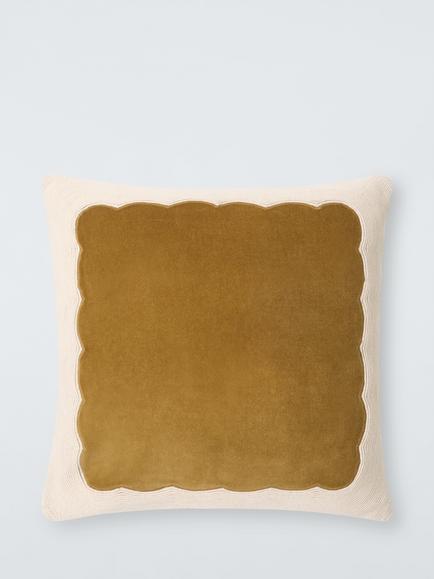 John Lewis Scallop Border Cushion, Ochre
