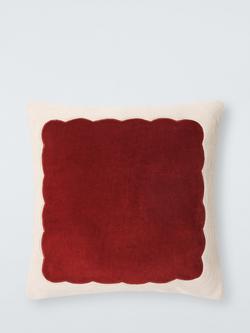 John Lewis Scallop Border Cushion, Port