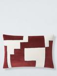 John Lewis Velvet Colour Block Cord Cushion, Port