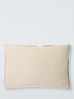 John Lewis Velvet Colour Block Cord Cushion, Port - view 2, Port