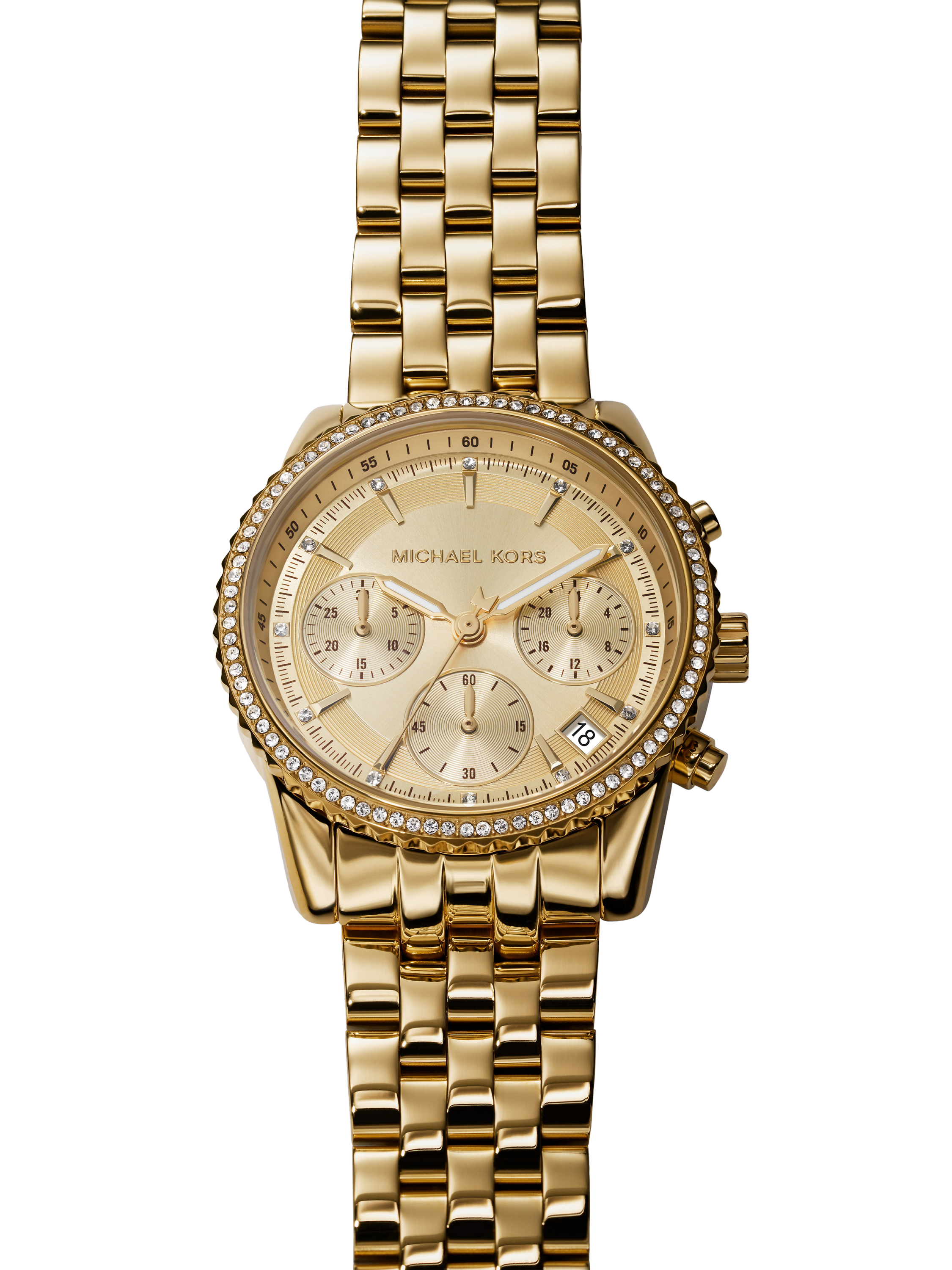 Product image 5 of 6, which shows Michael Kors MK7530 Women's Mini Bryant Chronograph Bracelet Strap Watch, Gold