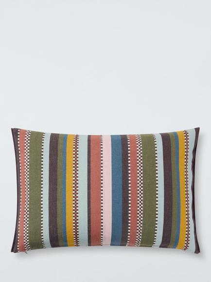 John Lewis Checkered Stripe Cushion, Multi, Multi