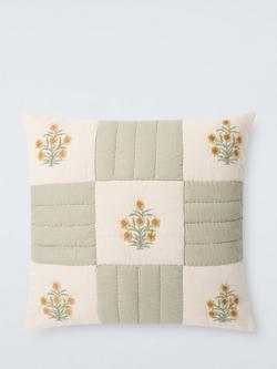 John Lewis Floral Patchwork Cushion, Myrtle, Myrtle