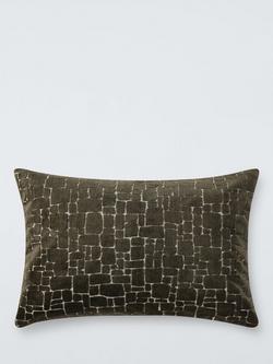 John Lewis Irregular Blocks Velvet Cushion - view 2, Avocado