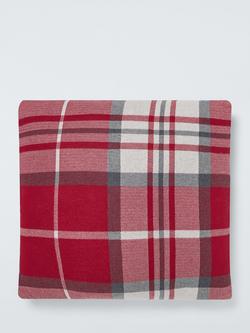 John Lewis Woven Plaid Cushion, Red, Red
