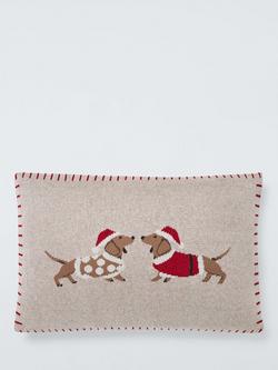 John Lewis Christmas Sausage Dogs Cushion, Multi