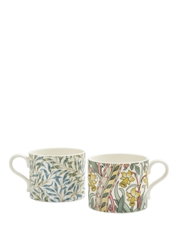 Morris & Co. Spode Daffodil & Willow Bough Porcelain Mugs, Set of 2, 340ml, Multi, Multi