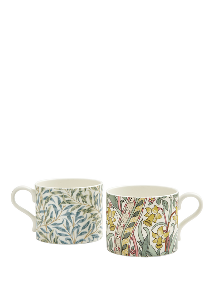 Morris & Co. Spode Daffodil & Willow Bough Porcelain Mugs, Set of 2, 340ml, Multi, Multi