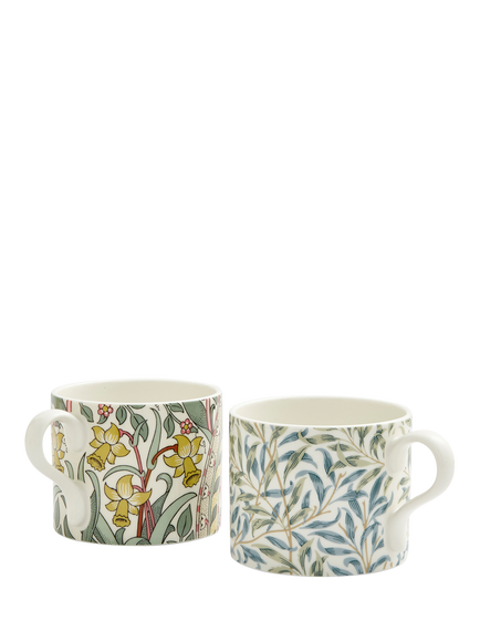 Morris & Co. Spode Daffodil & Willow Bough Porcelain Mugs, Set of 2, 340ml, Multi - view 2, Multi