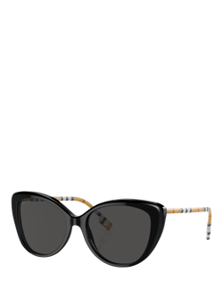Burberry BE4407 Women's Cat's Eye Sunglasses, Black/Grey, Black/Grey
