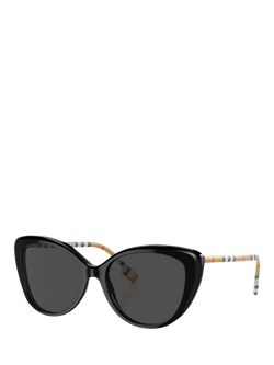 Burberry BE4407 Women's Cat's Eye Sunglasses, Black/Grey - view 2, Black/Grey