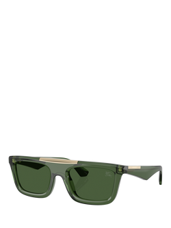 Burberry BE4451U Men's Rectangular Sunglasses, Green, Green