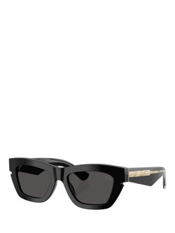 Burberry BE4454 Women's Cat Eye Sunglasses, Black, Black/Grey