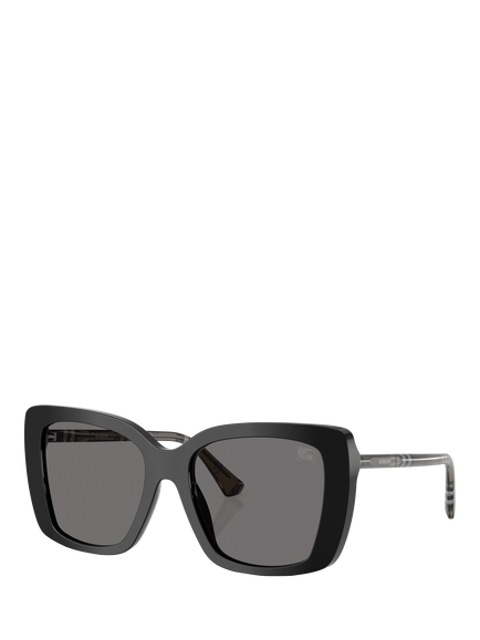 Burberry BE4456 Women's Polarised Square Sunglasses, Black/Grey, Black/Grey