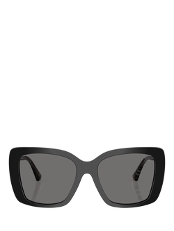 Burberry BE4456 Women's Polarised Square Sunglasses, Black/Grey - view 2, Black/Grey