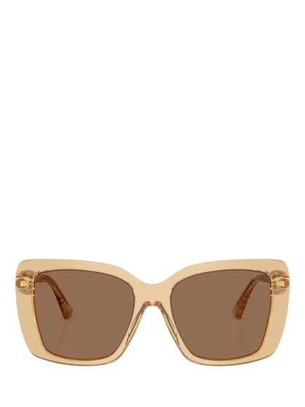 Burberry BE44564 Women's Square Sunglasses, Light Brown/Brown - view 2, Light Brown/Brown