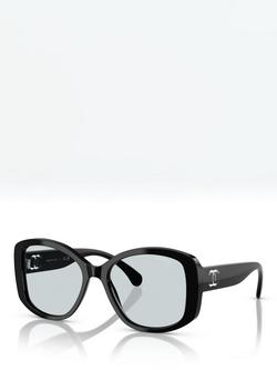 CHANEL Irregular Shape Sunglasses CH3476S, Black, Black