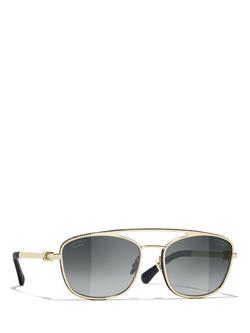 CHANEL Square Sunglasses CH4290Q, Gold/Grey Gradient, Gold/Grey Gradient