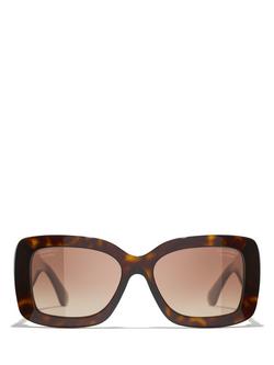 CHANEL Rectangular Sunglasses CH5535Q, Havana/Brown Gradient - view 2, Havana/Brown Gradient