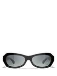 CHANEL Oval Sunglasses CH5537Q, Black/Grey Gradient
