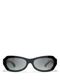 CHANEL Oval Sunglasses CH5537Q, Black/Grey Gradient - view 2, Black/Grey Gradient