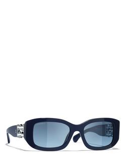 CHANEL Rectangular Sunglasses CH55421, Blue, Blue