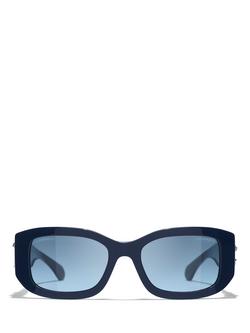 CHANEL Rectangular Sunglasses CH55421, Blue - view 2, Blue