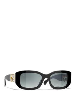 CHANEL Rectangular Sunglasses CH5542C, Black, Black