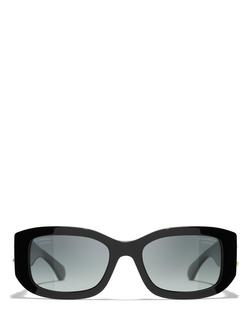 CHANEL Rectangular Sunglasses CH5542C, Black - view 2, Black