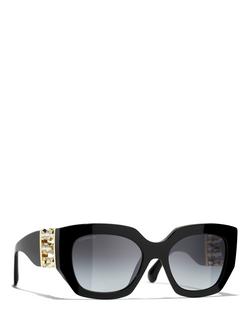 CHANEL Cat's Eye Sunglasses CH5545C, Black, Black
