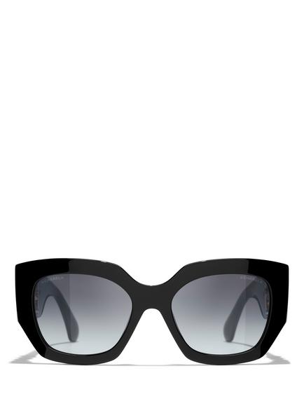 CHANEL Cat's Eye Sunglasses CH5545C, Black - view 2, Black