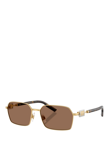 Dolce & Gabbana DG2316 Men's Rectangular Sunglasses, Gold/Brown