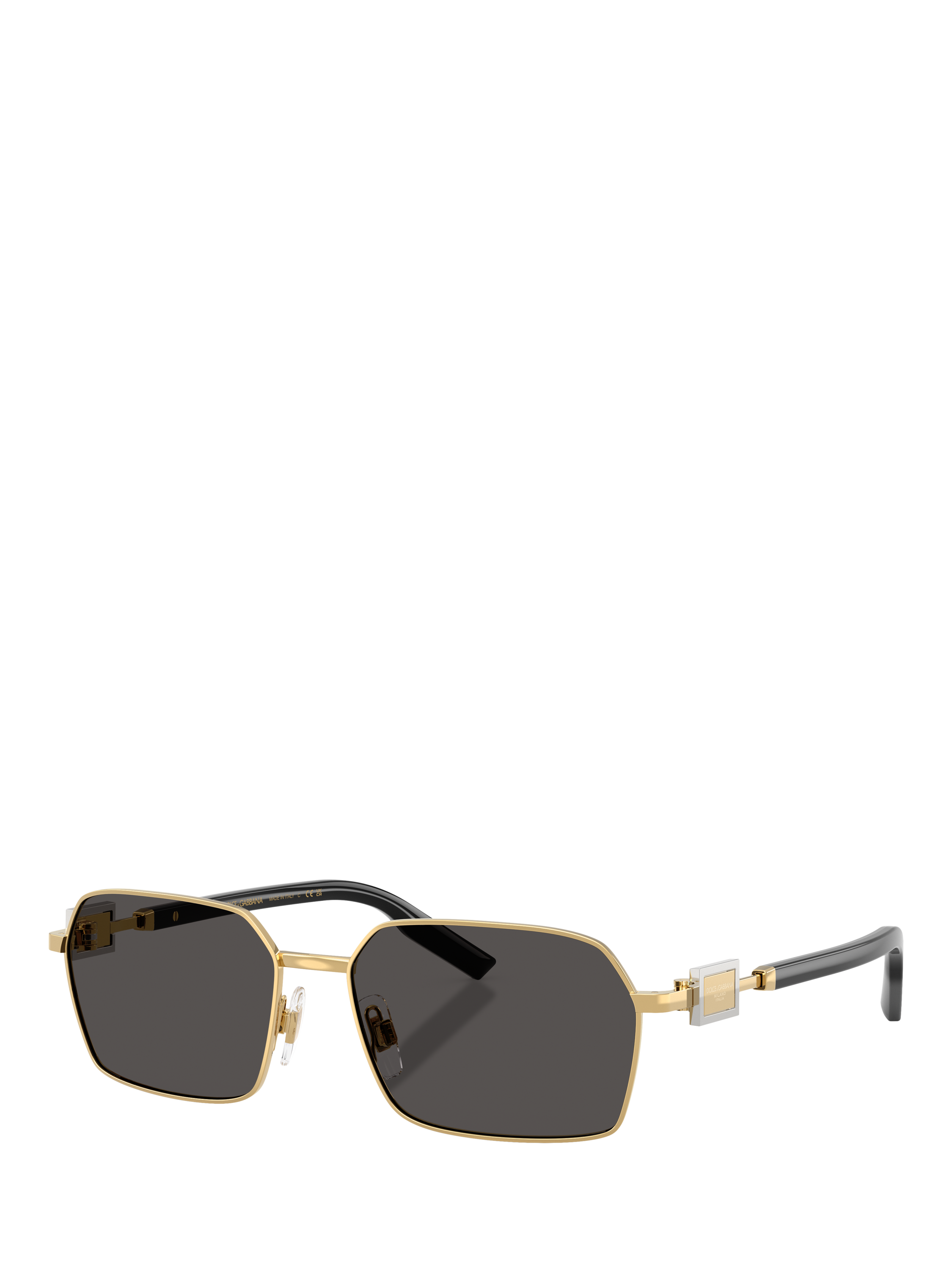 Product image 1 of 5, which shows Dolce & Gabbana DG2316 Men's Rectangular Sunglasses, Gold/Grey
