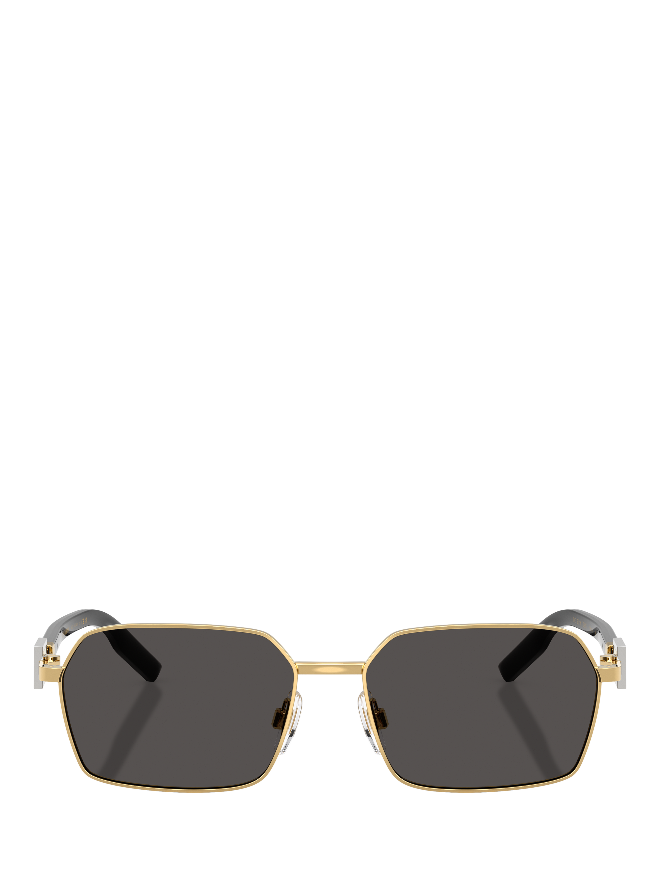 Product image 2 of 5, which shows Dolce & Gabbana DG2316 Men's Rectangular Sunglasses, Gold/Grey