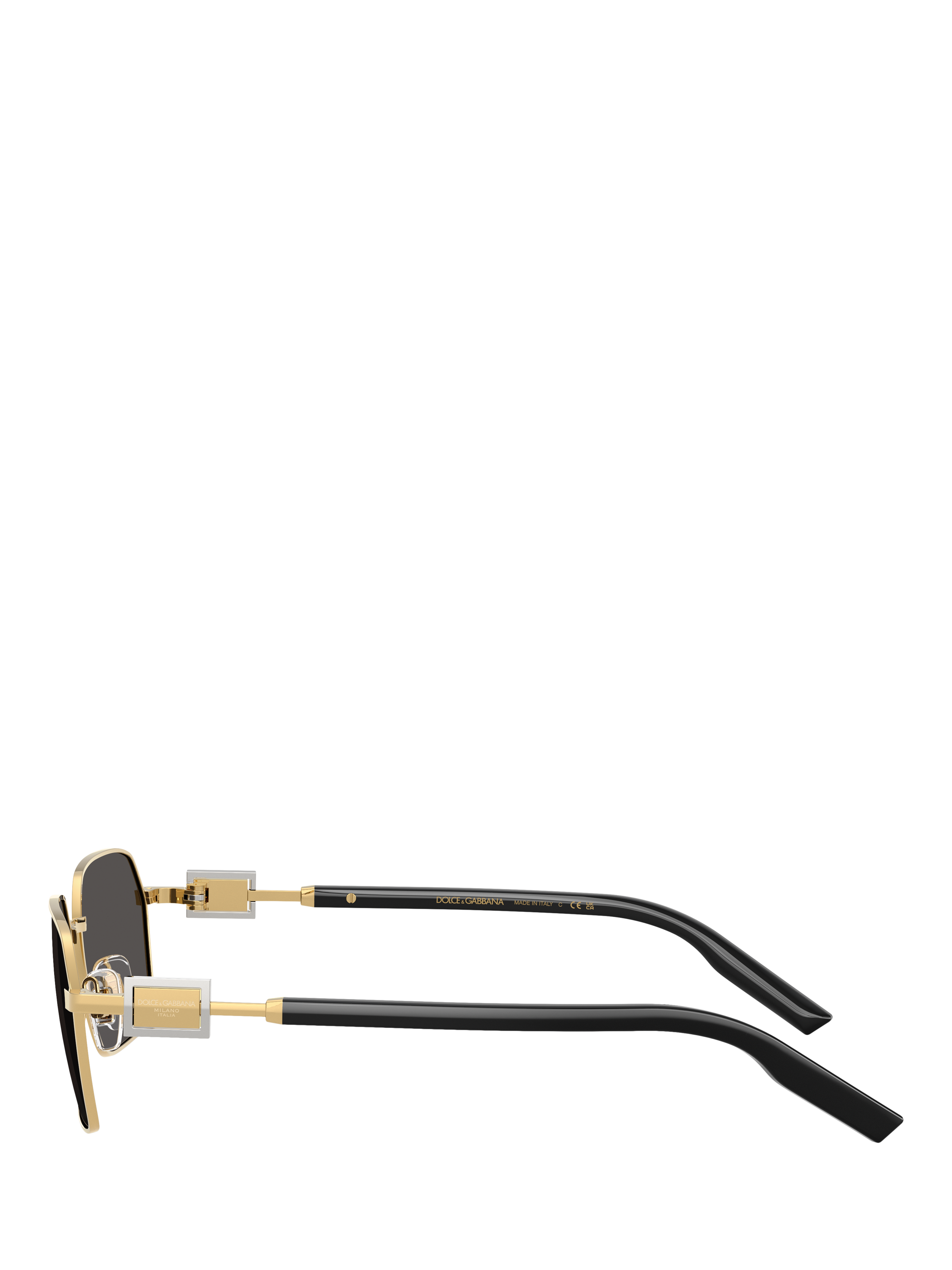 Product image 3 of 5, which shows Dolce & Gabbana DG2316 Men's Rectangular Sunglasses, Gold/Grey