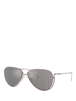 Diesel DL1003 Unisex Aviator Sunglasses, Silver, Silver