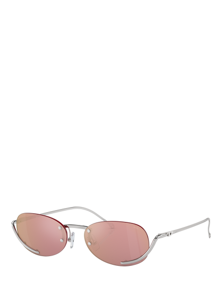Diesel DL1004 Unisex Oval Sunglasses, Pink, Silver/Pink