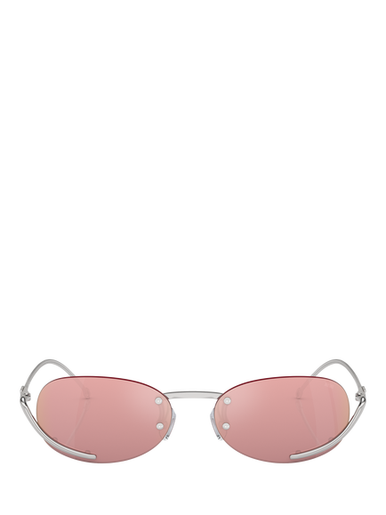 Diesel DL1004 Unisex Oval Sunglasses, Pink - view 2, Silver/Pink