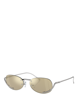 Diesel DL1004 Unisex Oval Sunglasses, Gold, Silver/Yellow