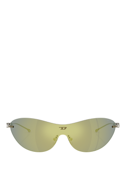 Diesel DL1006 Unisex Wrap Sunglasses, Green/Yellow - view 2, Green/Yellow