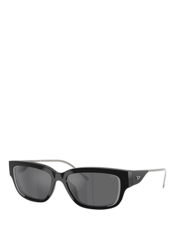 Diesel DL2002 Unisex Rectangle Sunglasses, Black, Black