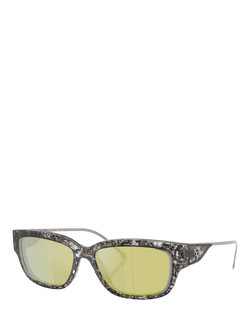 Diesel DL2002 Unisex Rectangle Sunglasses, Green, Havana/Yellow