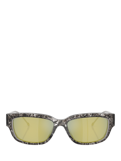 Diesel DL2002 Unisex Rectangle Sunglasses, Green - view 2, Havana/Yellow