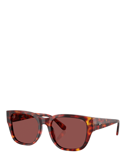 Diesel DL2005 Unisex Square Sunglasses, Brown, Havana/Brown