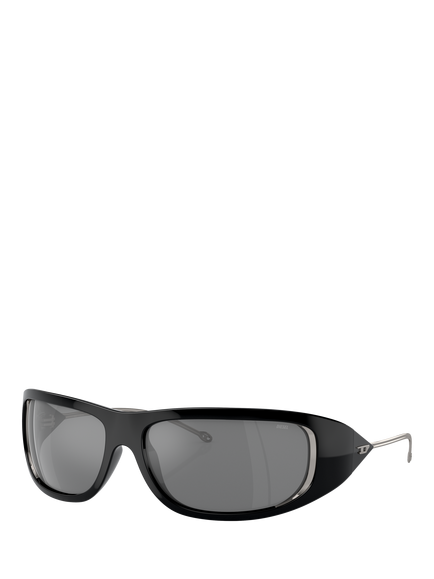 Diesel DL3001 Wrap Sunglasses, Black/Grey, Black/Grey
