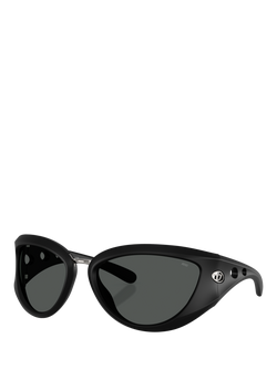 Diesel DL3007 Unisex Cat Eye Sunglasses, Black, Black