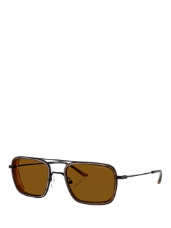 Emporio Armani EA2162 Men's Square Sunglasses, Black/Brown, Black/Brown