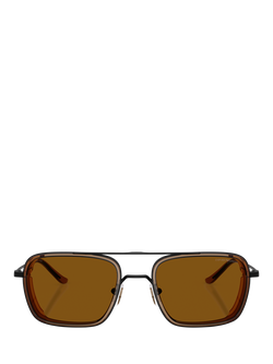 Emporio Armani EA2162 Men's Square Sunglasses, Black/Brown - view 2, Black/Brown