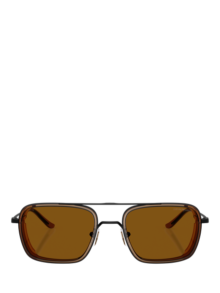 Emporio Armani EA2162 Men's Square Sunglasses, Black/Brown - view 2, Black/Brown