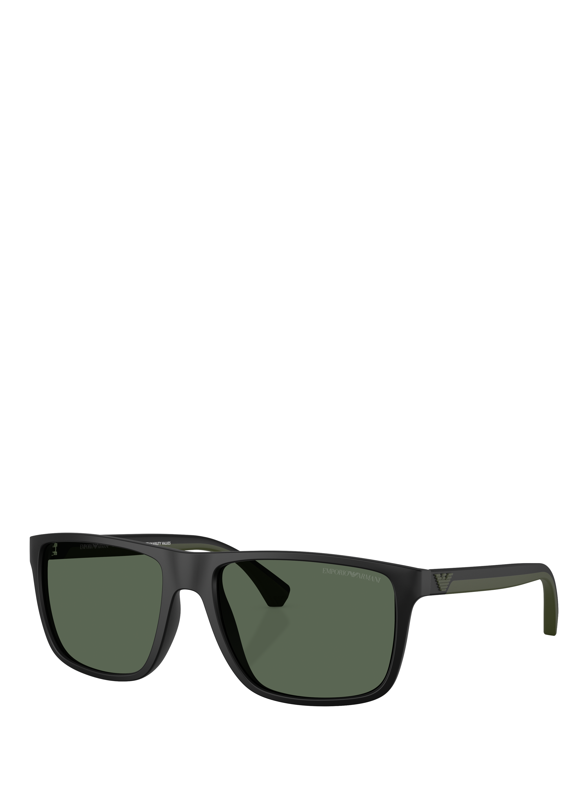 Product image 1 of 5, which shows Emporio Armani EA4033 Square Sunglasses, Black/Green